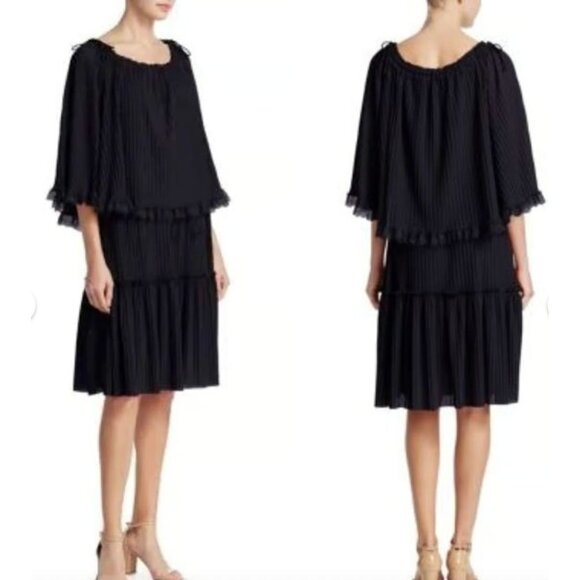 See by Chloe Gauzy Layered Tiered Shift Dress Ink Navy Blue Size S [jb] - Picture 2 of 7